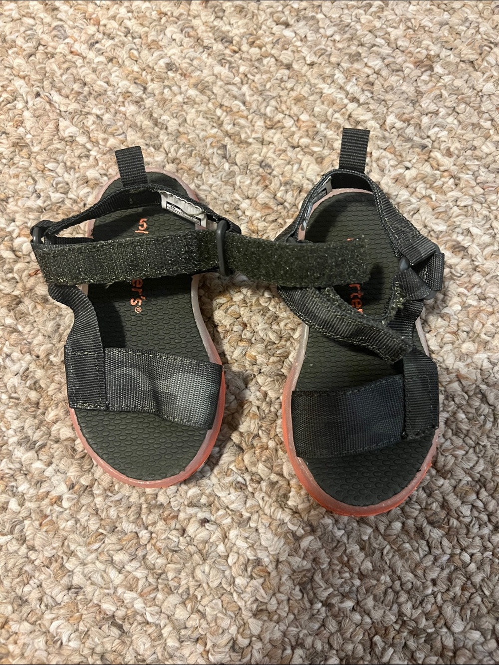 Carter's Black and Pink Trim Kids Outdoor Sandals